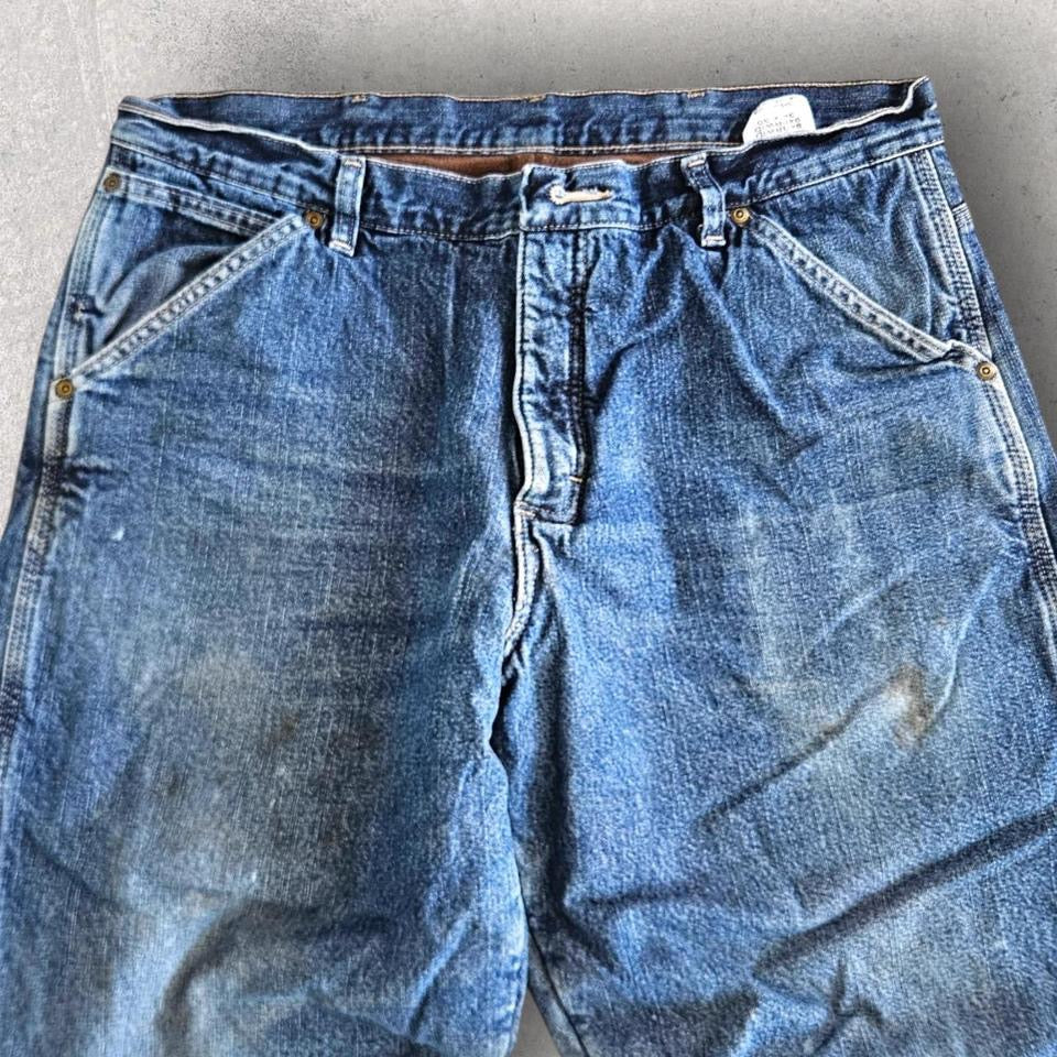 Vintage Wrangler Thick Carpenters Jeans – 34x30 עם כתמי צבע וסימנים
