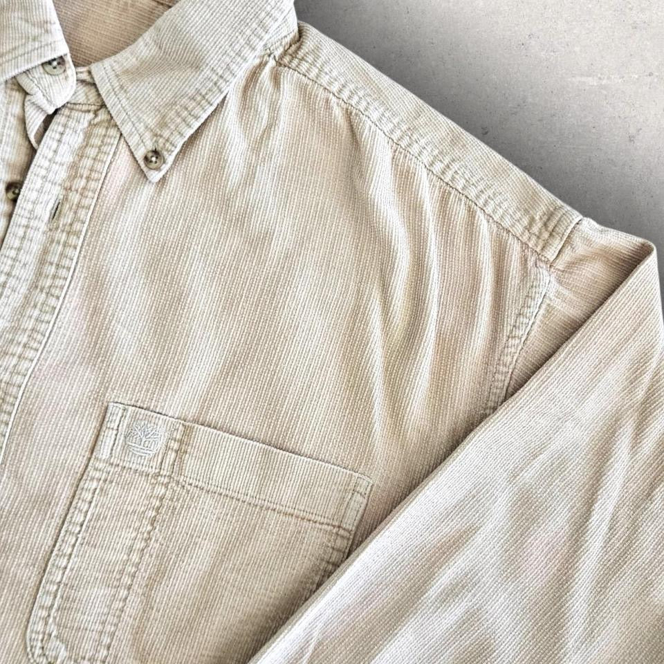 Timberland Corduroy Cream Polo Shirt - XL חולצת פולו קורדרוי טימברלנד בצבע קרם מידה XL