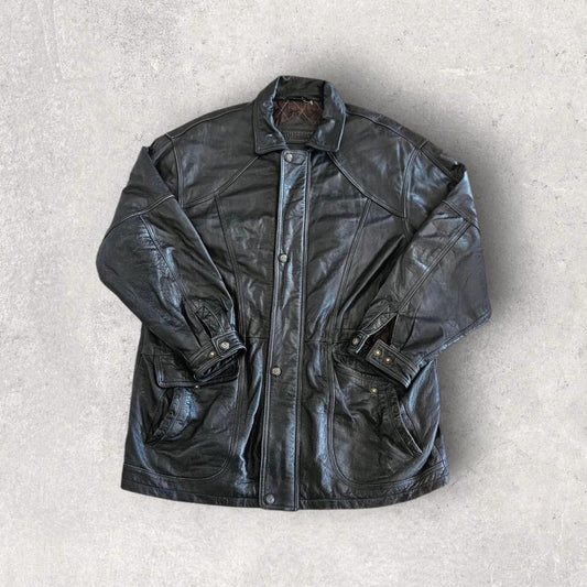 מעיל עור שחור קלאסי TimberBay במידה XL/2XL
