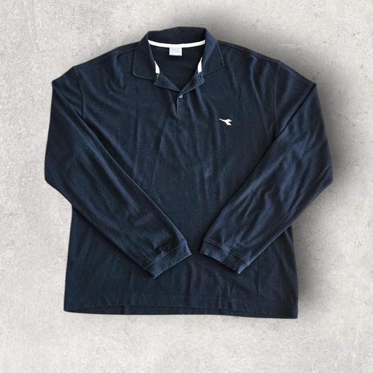 Diadora Black Long Sleeve Polo XL