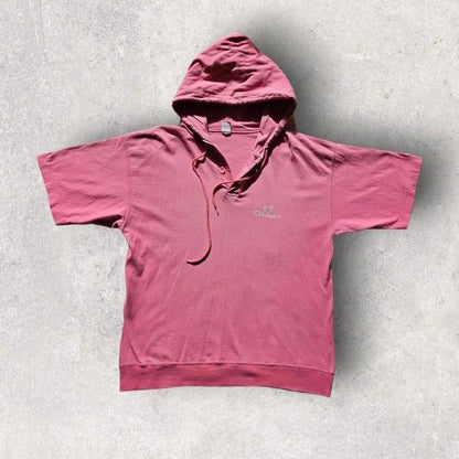 Vintage Champion Pink Hoodie Tee - L, חולצת הודי ורודה Champion