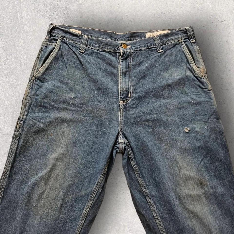 Carhartt jeans 38x32 with paint stains and vintage worn look