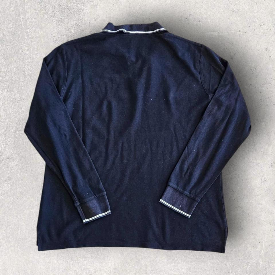 Valentino Navy Long Sleeve Polo - M חולצה ארוכה של ולנטינו מידה M לגבר