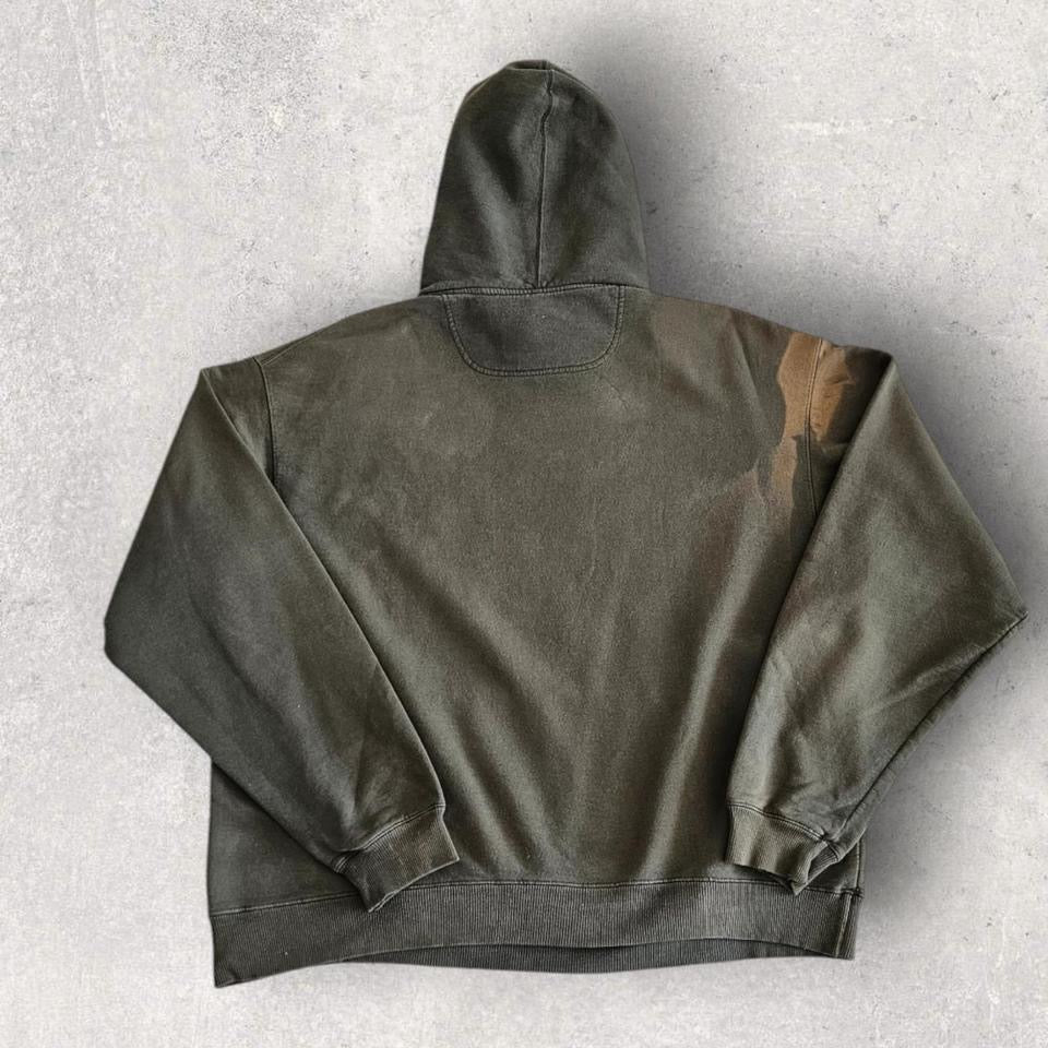 Vintage Champion Green Hoodie L, green color, bleach stain on sleeve