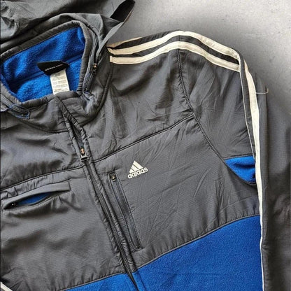 Adidas fleece jacket medium M size blue grey, good condition