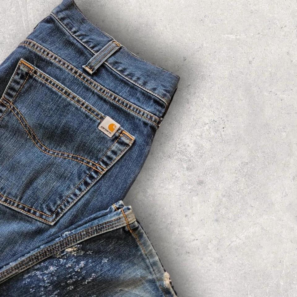 Carhartt navy workwear jeans W34 L30 relaxed fit vintage distressed