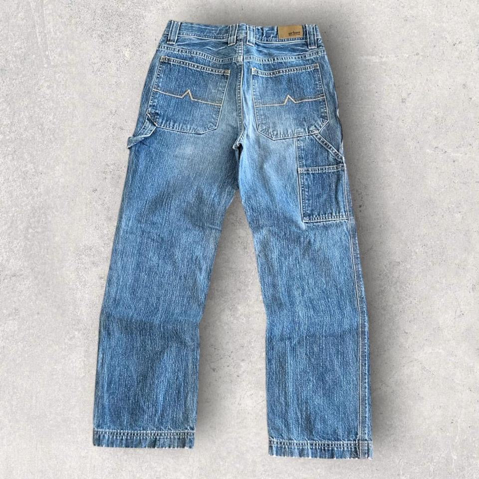 Urban pipeline carpenters jeans vintage blue workwear denim streetwear         