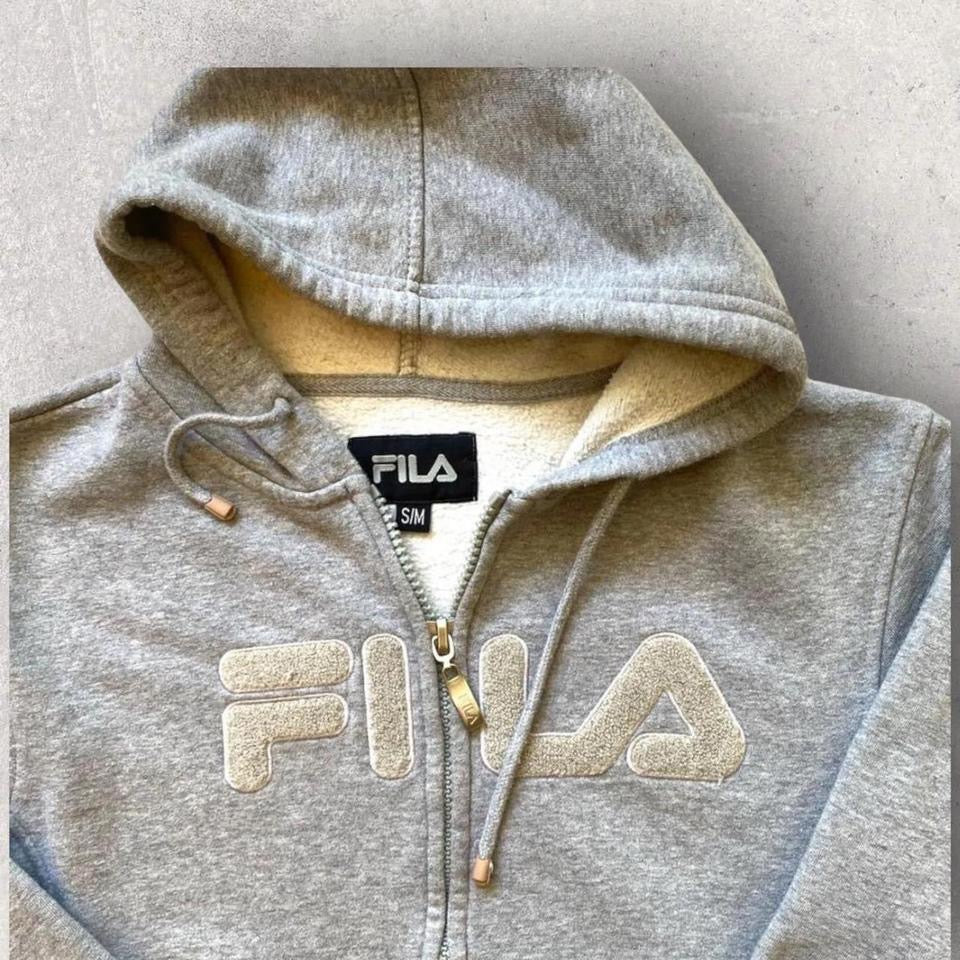 Fila Zipper Hoodie S, grey hoodie with full zi