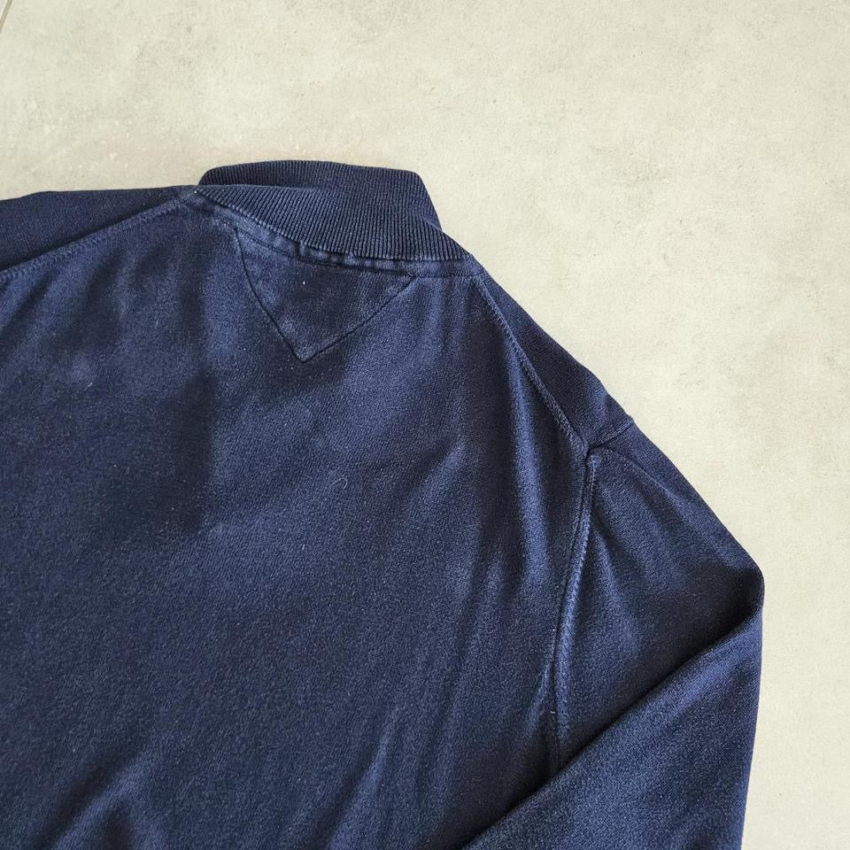 Tommy Hilfiger Navy 1/4 Zip Sweater - L, סוודר כחול כהה עם רבע רוכסן במידה L