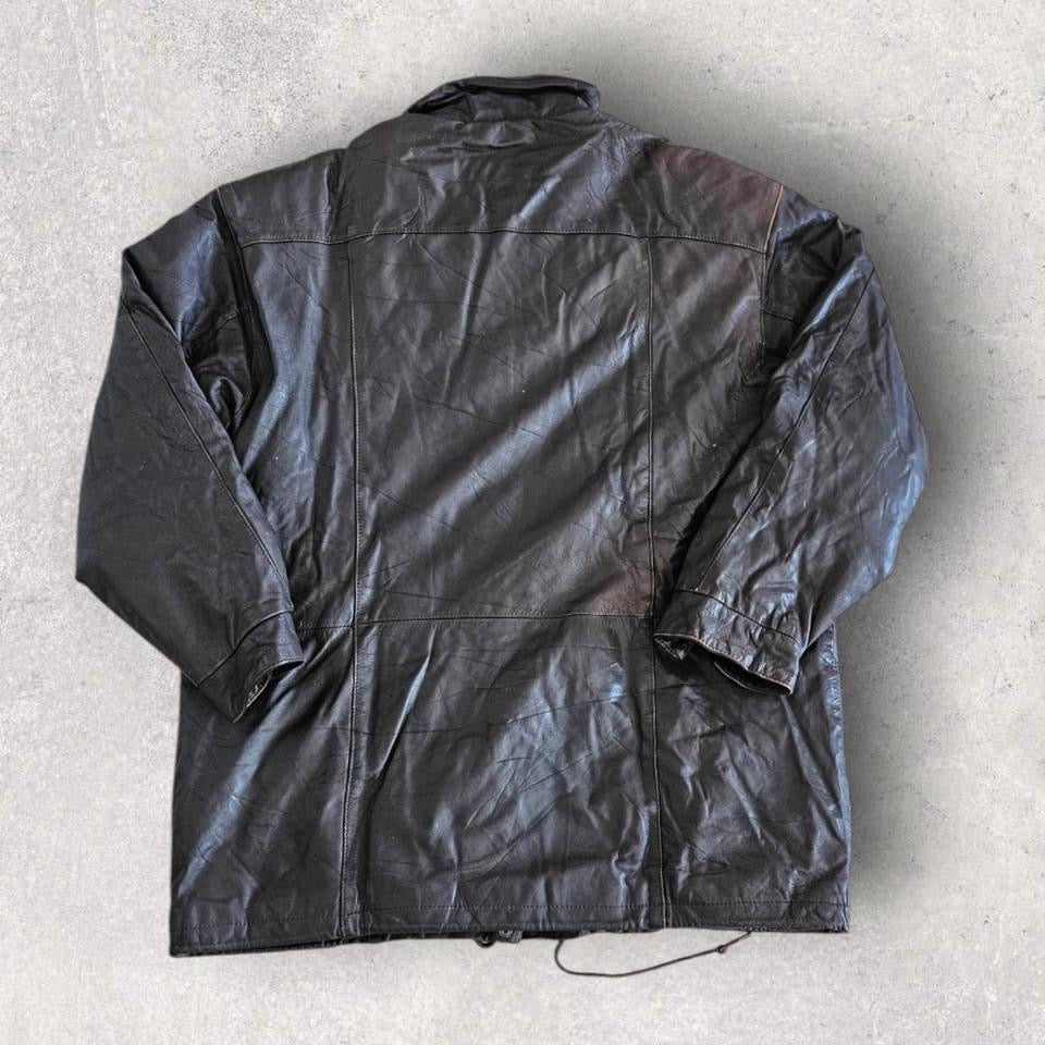 Eddie Bouer black leather jacket large vintage streetwea