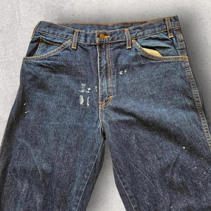 Dickies navy jeans - 34x34, ג’ינס כחול כהה דיקיס וינטג במצב טוב עם כתמי צבע רבים בחזית