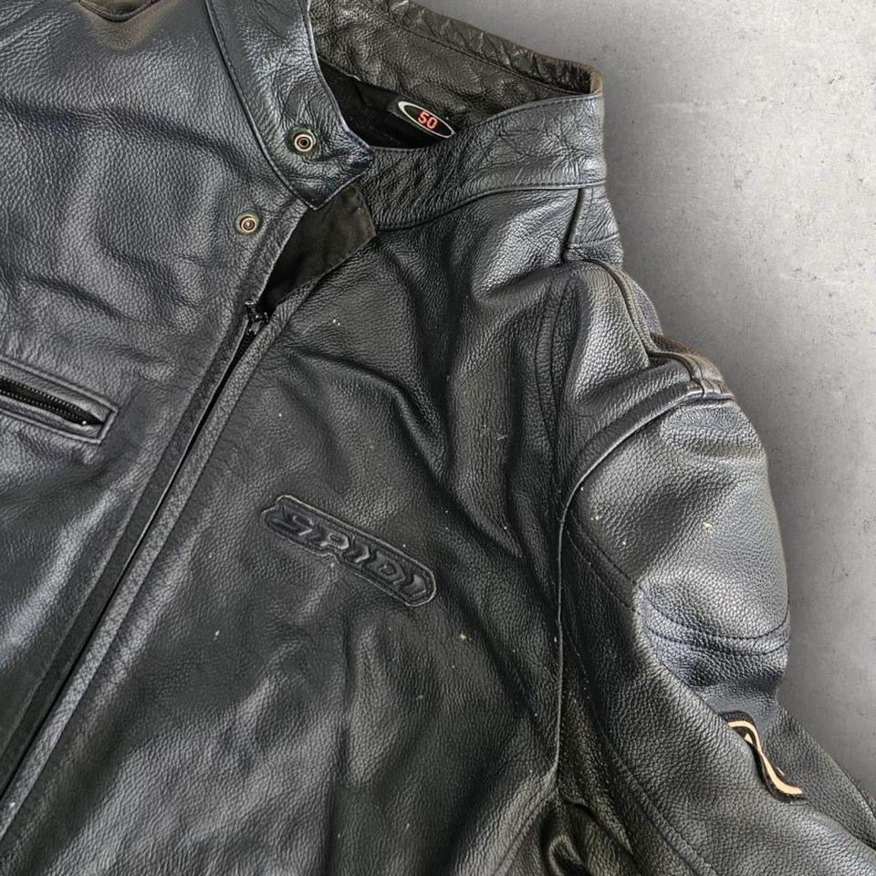 ג׳קט רכיבה Spidi מעור בצבע כחול כהה, מידה מדיום, עם מגני כתפיים ומרפקים