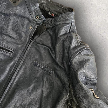 ג׳קט רכיבה Spidi מעור בצבע כחול כהה, מידה מדיום, עם מגני כתפיים ומרפקים