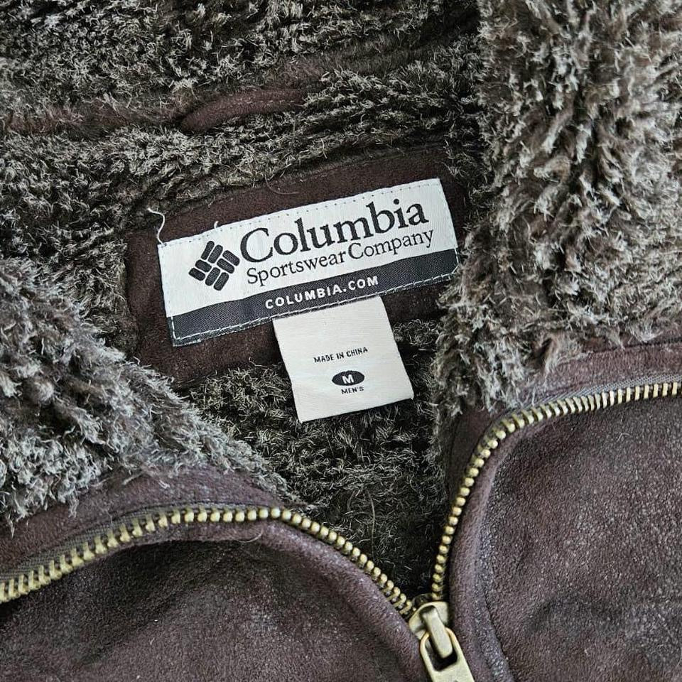 Vintage Columbia black leather jacket large with sheep skin lining