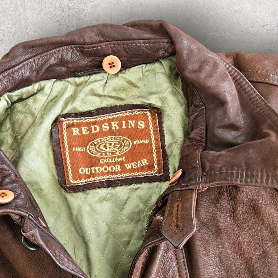 Vintage Redskins brown leather jacket xlarge with light vintage fade