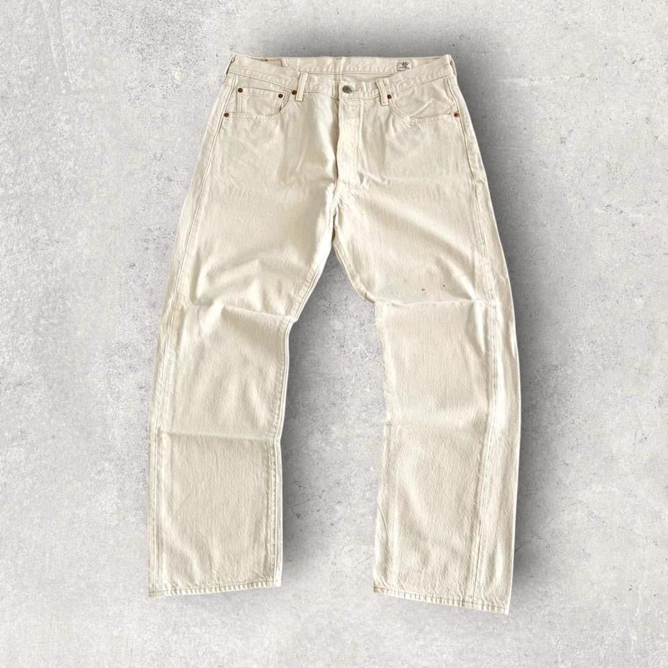 Levi’s 501 Cream Jeans – 36x32 בצבע קרם, מידה W36