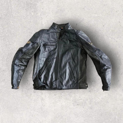 ג׳קט רכיבה Spidi מעור בצבע כחול כהה, מידה מדיום, עם מגני כתפיים ומרפקים