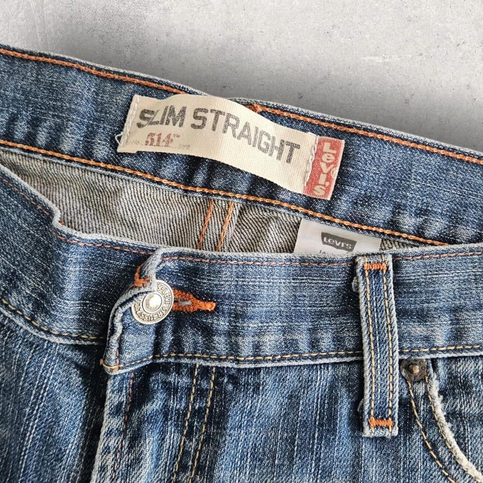 Levi’s 514 Navy Short Jeans – W36 ג’ינס קצר וינטאג’ כחול כהה