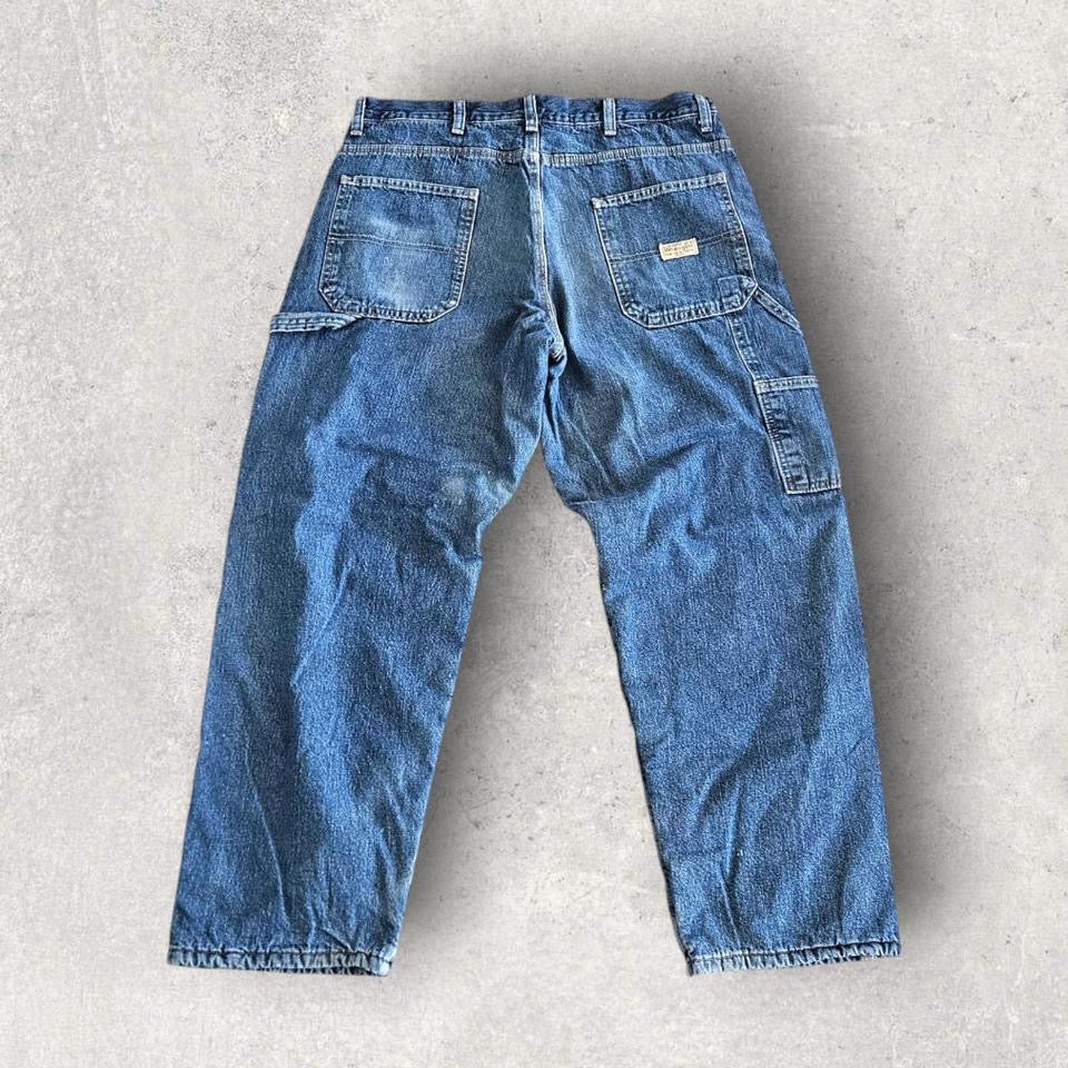 Vintage Wrangler Thick Carpenters Jeans – 34x30 עם כתמי צבע וסימנים