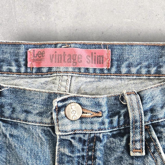 Vintage Lee Navy Shorts W34 Blue Denim