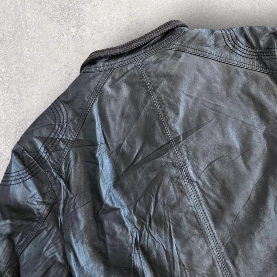 Puma black leather jacket XLarge vintage streetwear
