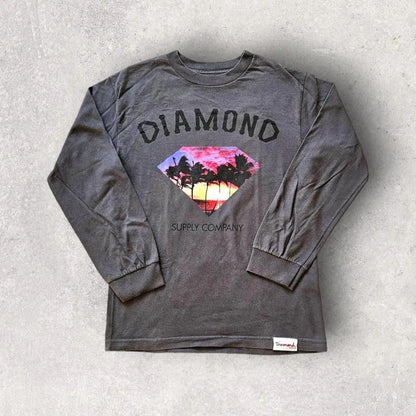 Diamond graphic long sleeve tee S vintage streetwear