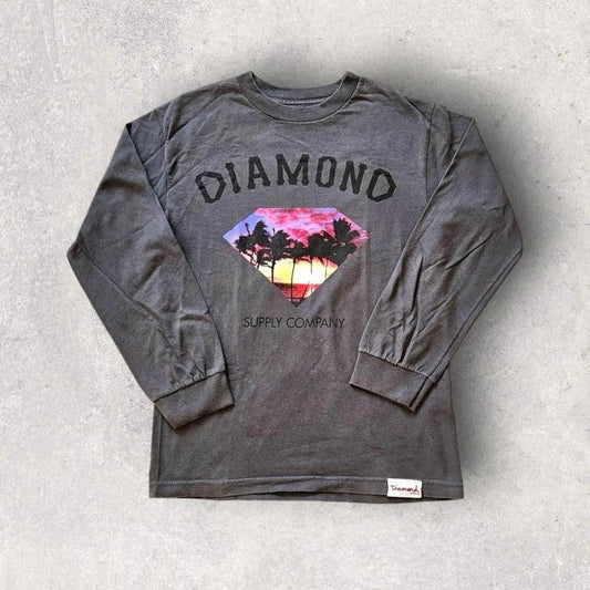 Diamond graphic long sleeve tee S vintage streetwear