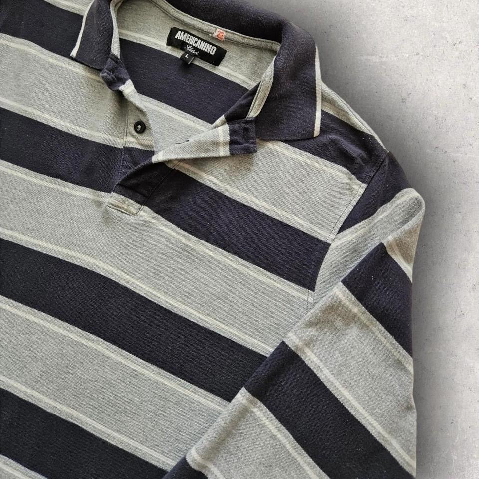 Americanino stripes polo - Small, מידת S/M, כתם אקונומיקה בשרוול, 8.5/10 מצב