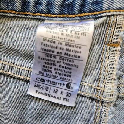 Carhartt Blue Denim Shorts, ג’ינס כחול במצב טוב עם פגמים קלים