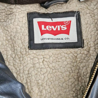 Levi’s vintage black leather jacket large with sheep skin lining in perfect condition