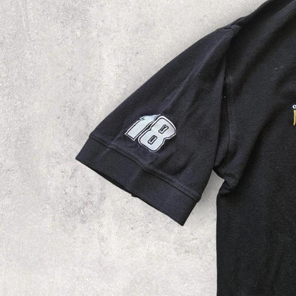 Nascar Black Polo Tee - L, חולצת פולו שחורה עם שני לוגואים רקומים