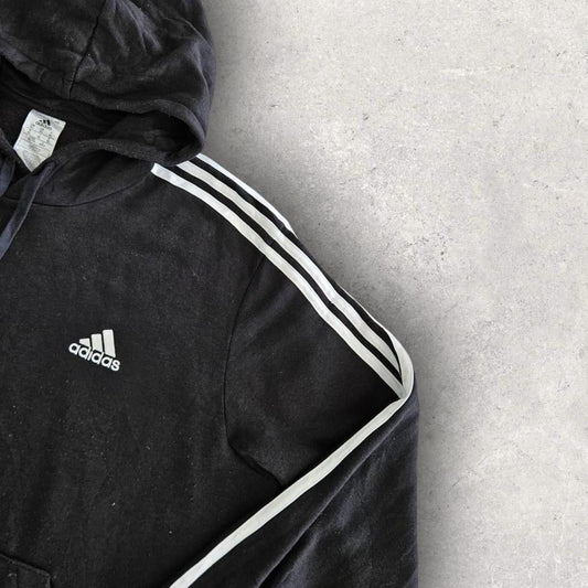 Adidas Black Stripes Hoodie XL, black with white stripes