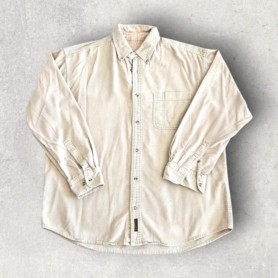 Timberland Corduroy Cream Polo Shirt - XL חולצת פולו קורדרוי טימברלנד בצבע קרם מידה XL