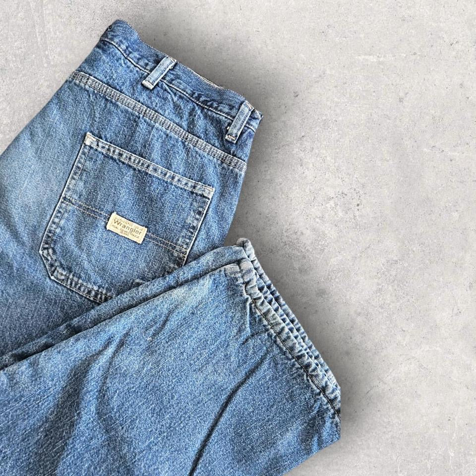 Vintage Wrangler Thick Carpenters Jeans – 34x30 עם כתמי צבע וסימנים