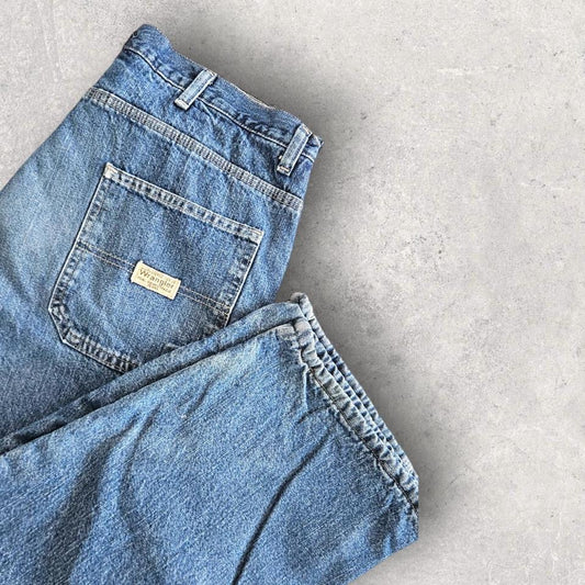 Vintage Wrangler Thick Carpenters Jeans – 34x30 עם כתמי צבע וסימנים