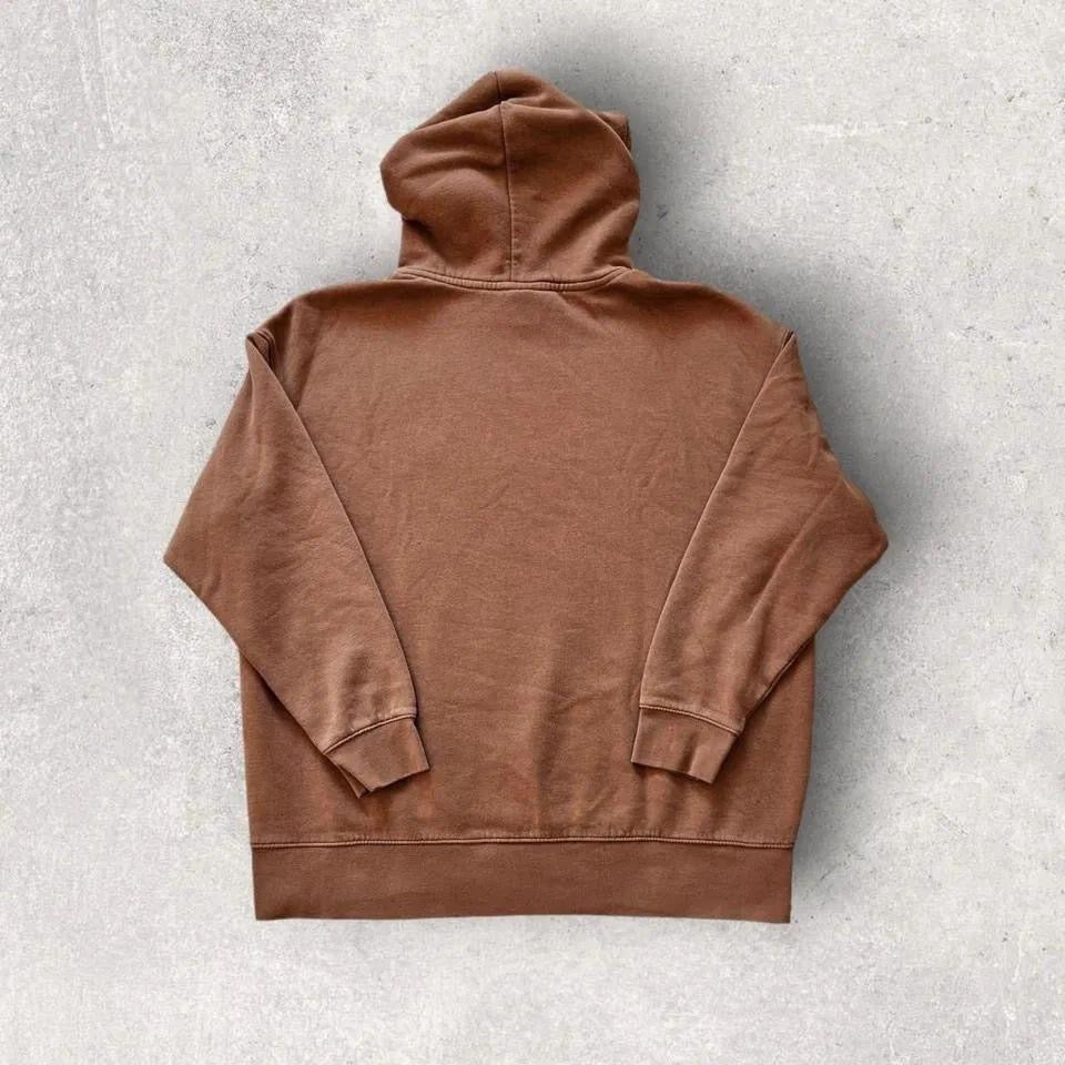Y2K Nike Brown Hoodie L, light brown with embroidered swoosh logo