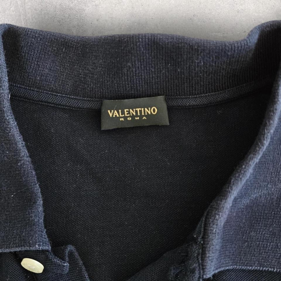 Valentino Navy Long Sleeve Polo - M חולצה ארוכה של ולנטינו מידה M לגבר