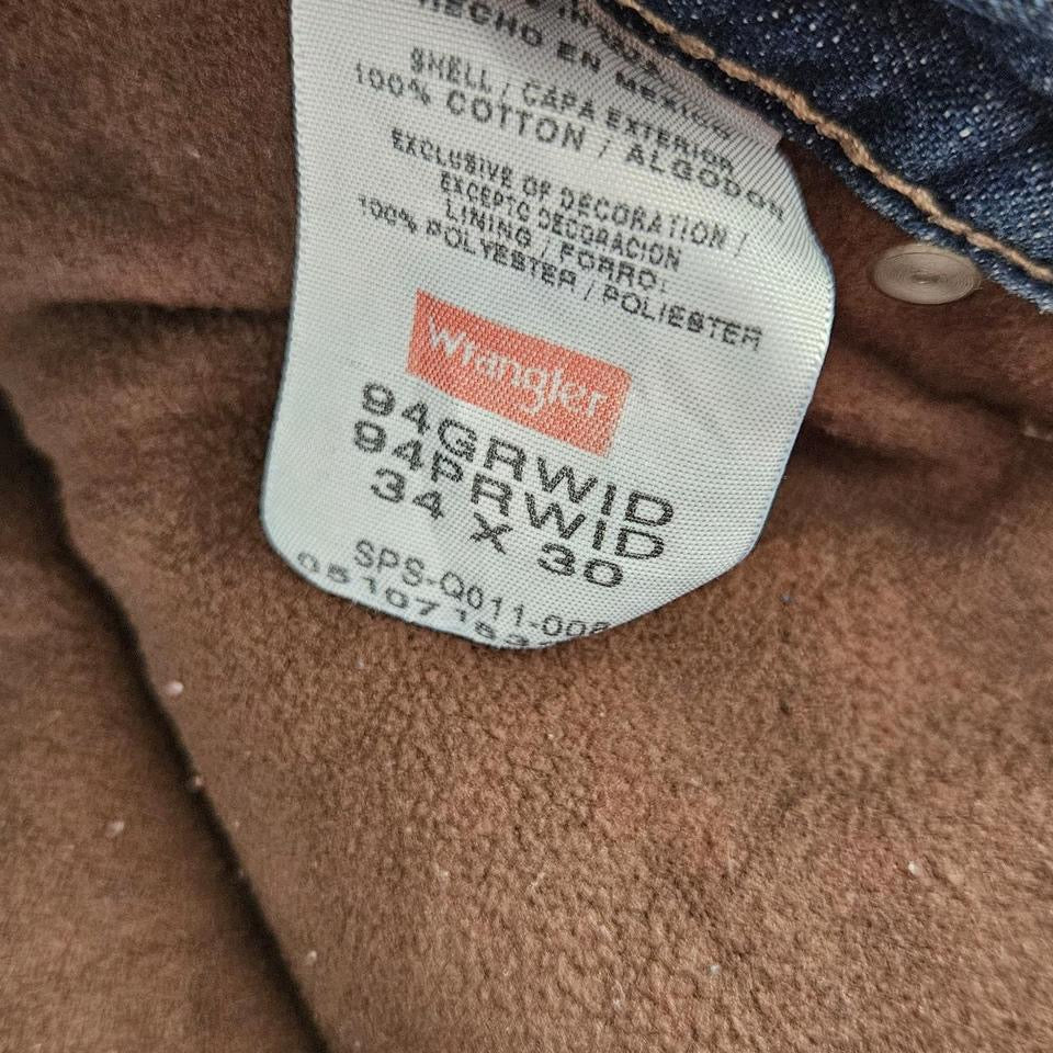 Vintage Wrangler Thick Carpenters Jeans – 34x30 עם כתמי צבע וסימנים