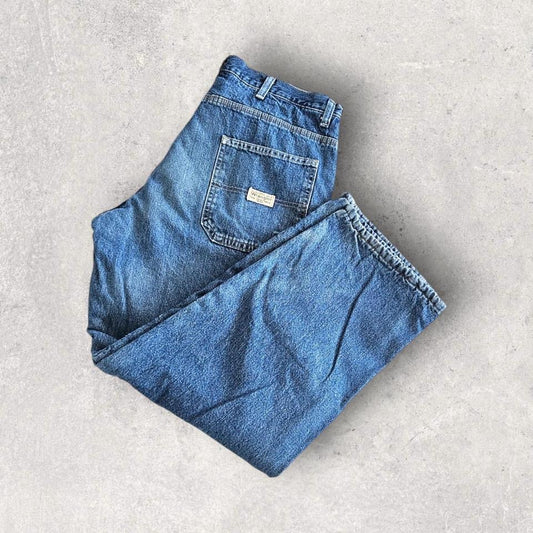 Vintage Wrangler Thick Carpenters Jeans – 34x30 עם כתמי צבע וסימנים