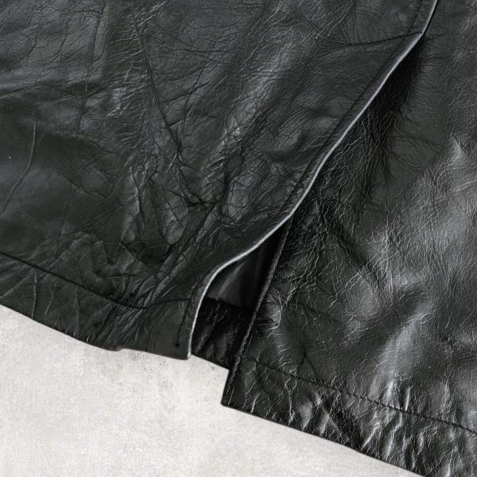 Y2K Gap black leather jacket L vintage streetwear