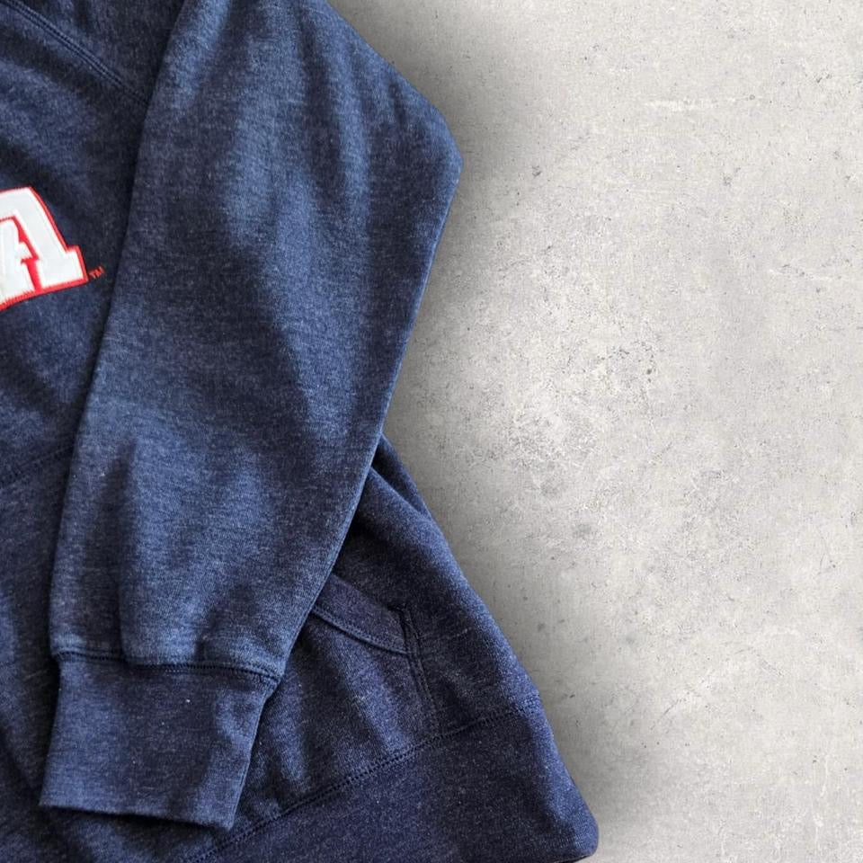 Champion Navy Hoodie S, navy blue color, slight front fade