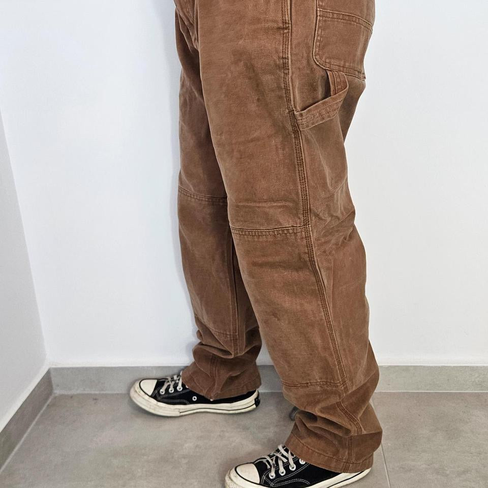 Brown Double Knee Workwear Carpenter Jeans - 34x32 ג'ינס עבודה חום מידה W34 L32
