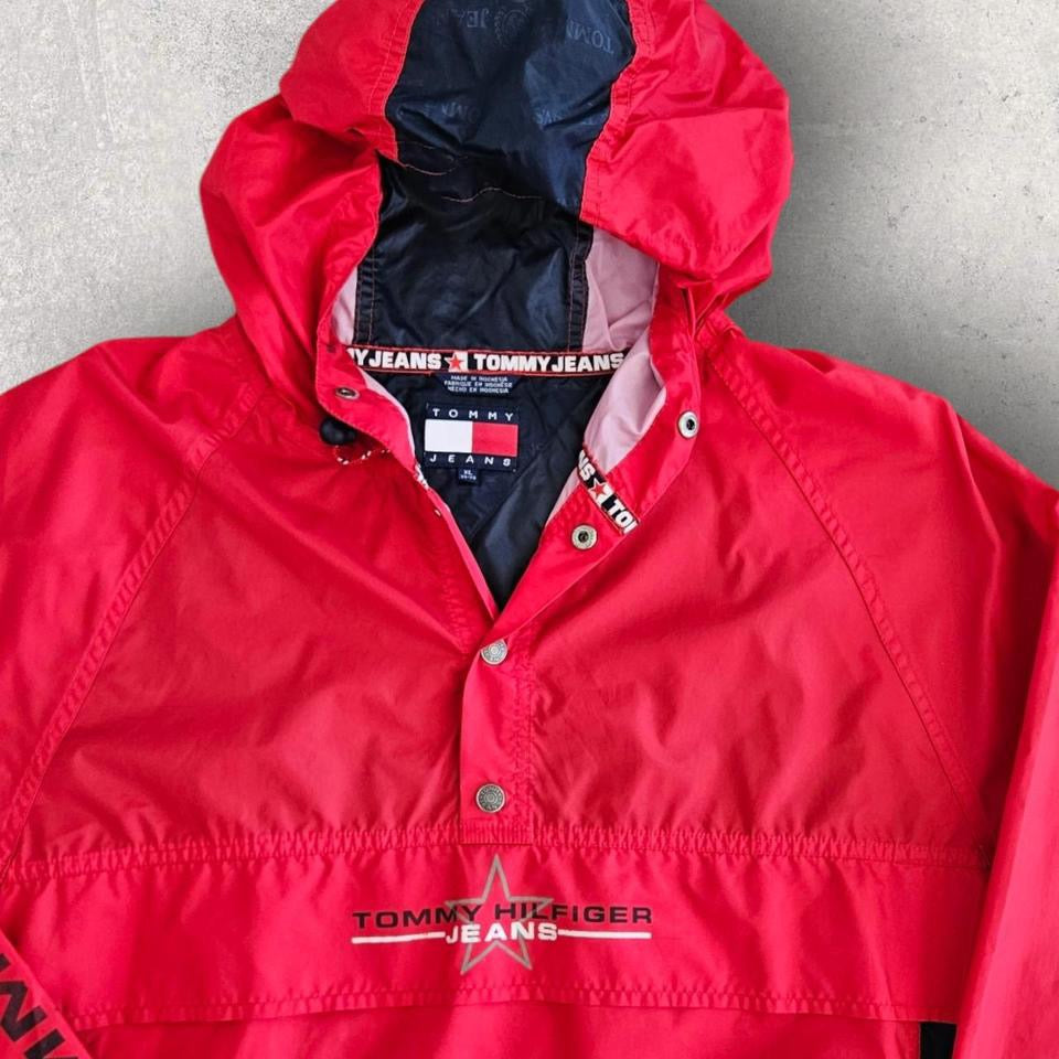 Tommy Hilfiger thin nylon jacket size L with stains and back hole