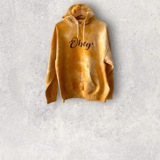 Obey yellow tie dye hoodie L, yellow hoodie, tie dye, men’s L