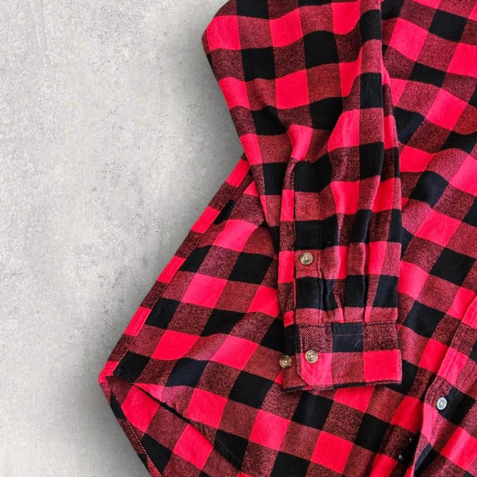 Wool rich Flannel Polo Shirt - XL חולצת פולו פלאנל צמר מידה XL