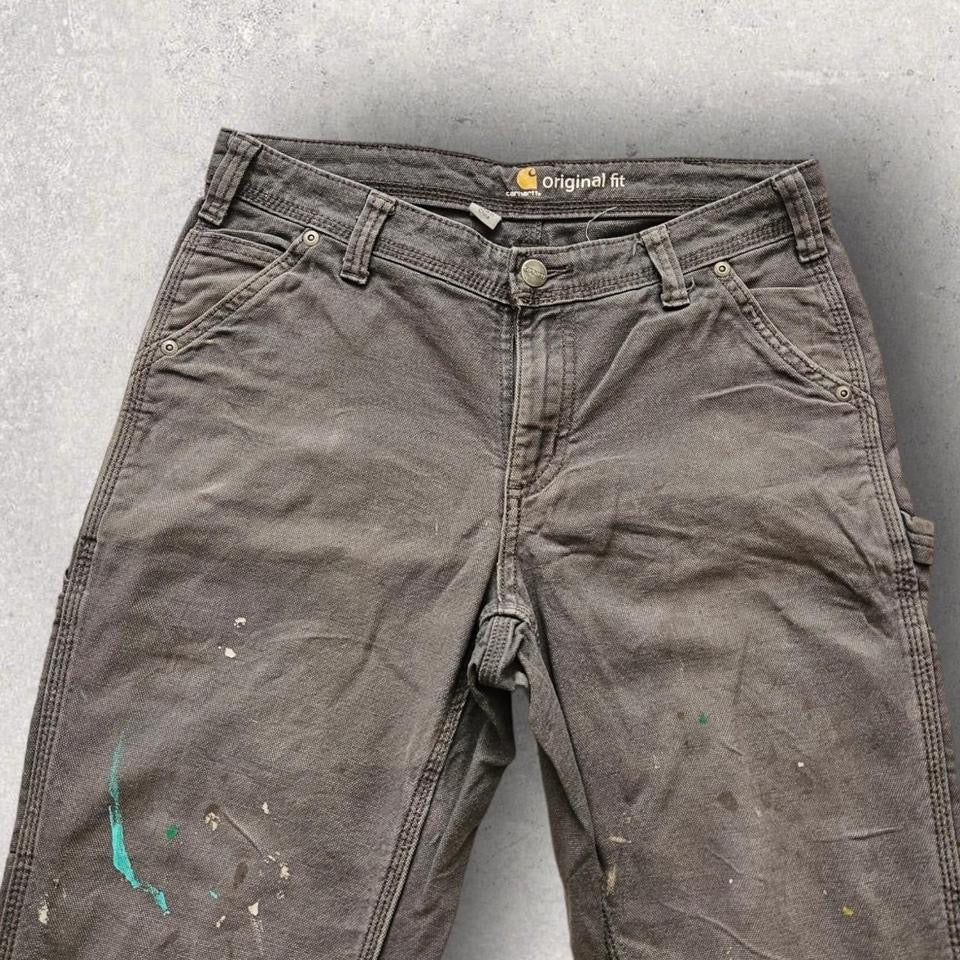 Carhartt carpenters workwear jeans vintage blue paint stains streetwear