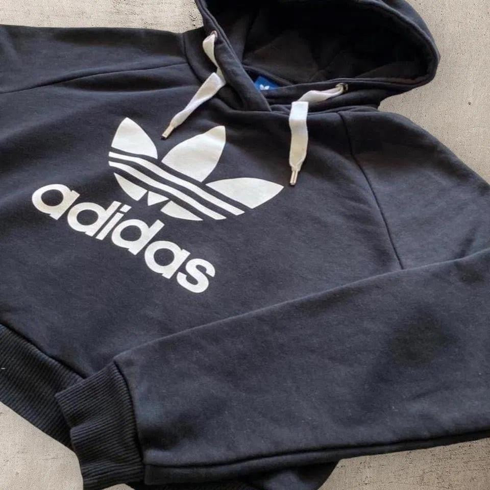 Adidas crop-top hoodie - L, קפוצ’ון קרופ לנשים