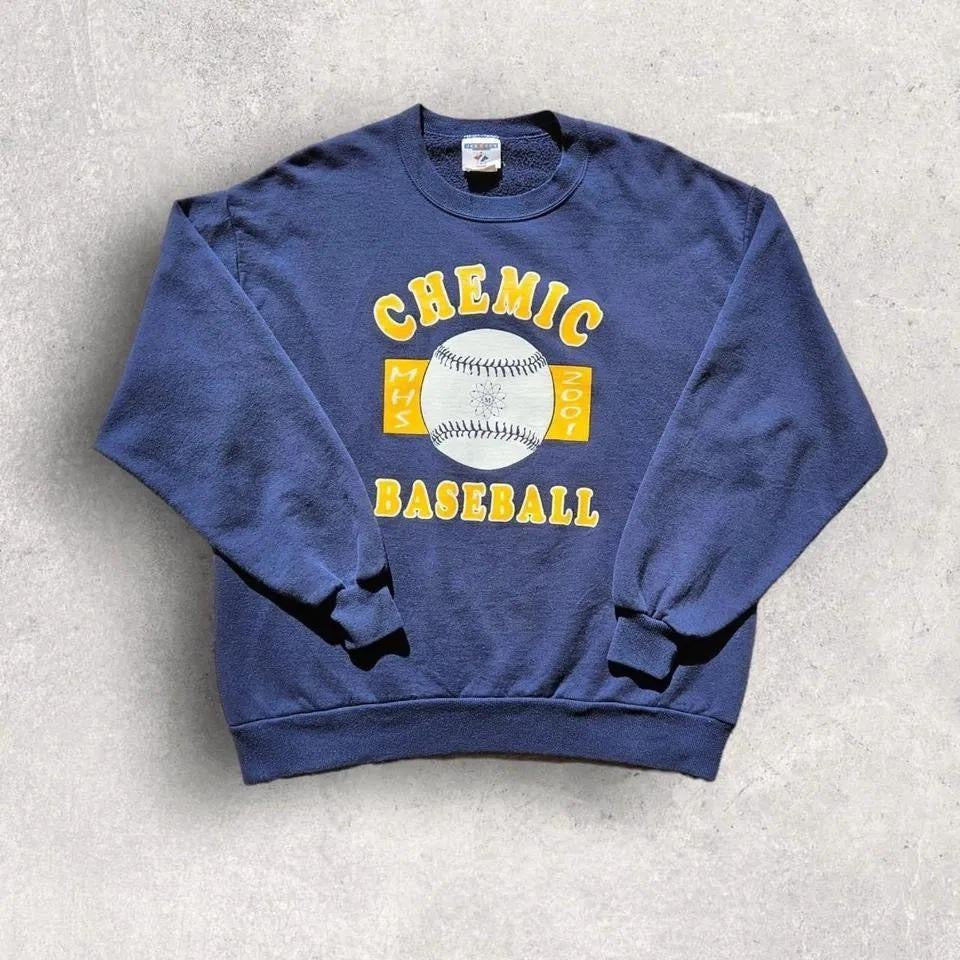 Jerzees 2001 Navy Crewneck - M, סווטשירט כחול כהה במידה M משנת 2001
