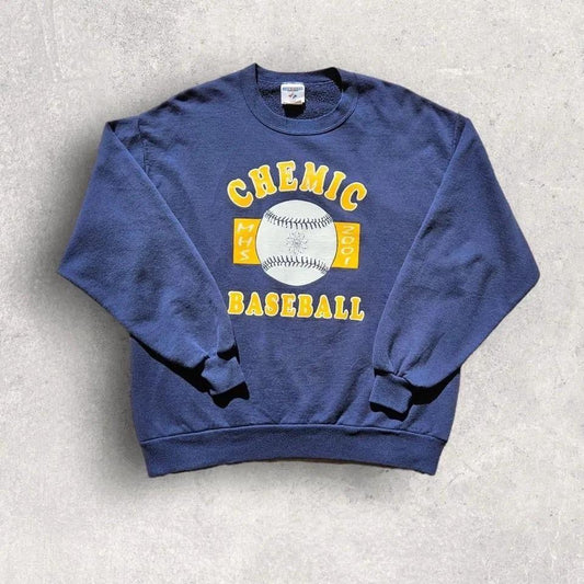 Jerzees 2001 Navy Crewneck - M, סווטשירט כחול כהה במידה M משנת 2001