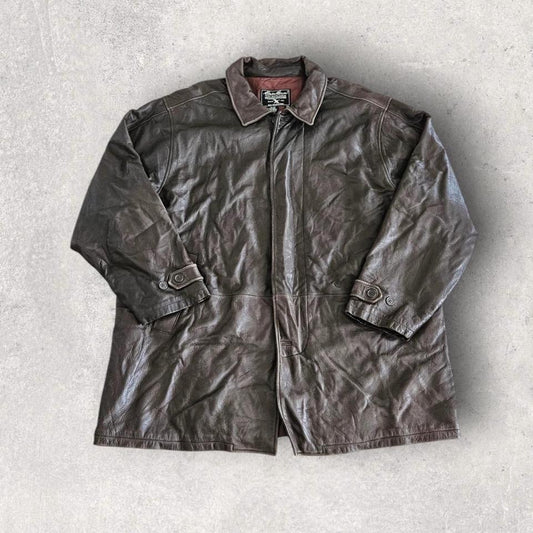 Eddie Bauer brown leather jacket 3XL vintage streetwear